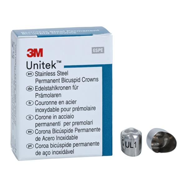 3M Solventum 900511 Unitek Crowns Stainless Steel 1st Permanent Bicuspid #1 Upper Left 5/Bx 3M Solventum 900511 Unitek Crowns Stainless Steel 1st Permanent Bicuspid #1 Upper Left 5/Bx